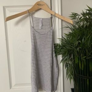 grey and white striped halter tank top